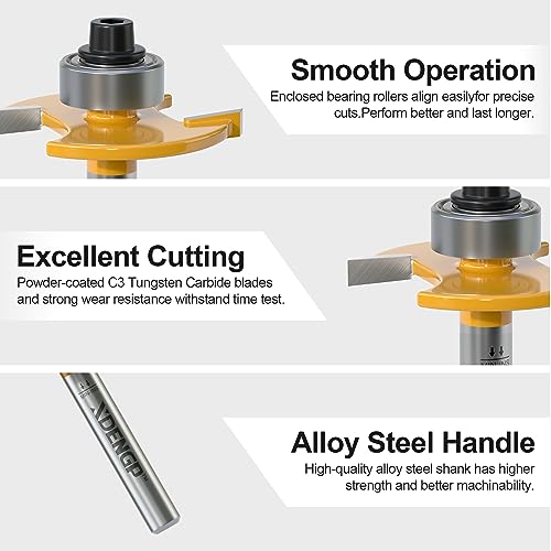 Image of Rabbet Router Bit Set 1 /4 Shank, Rabbeting Router Bits 1pcs with 6 Bearings for Interchangeable and Adjustable Multi Depths Cutter 1 /8 inch, 1 /4 inch, 5 /16 inch, 3 /8 inch, 7 /16 inch, 1 /2 inch