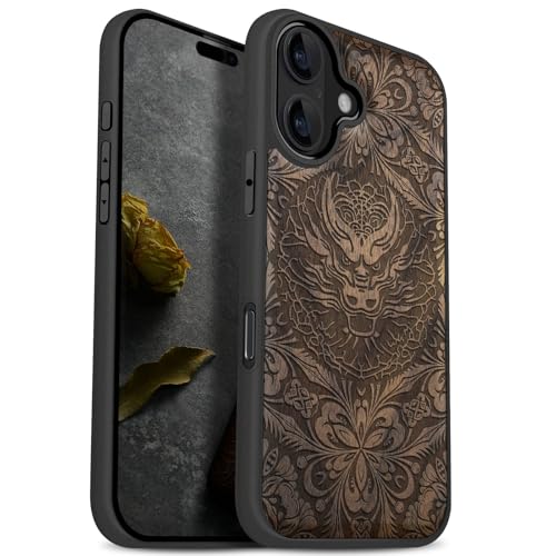 Coque bois iPhone 17 gravée mandala une idée cadeau unique de luxe
