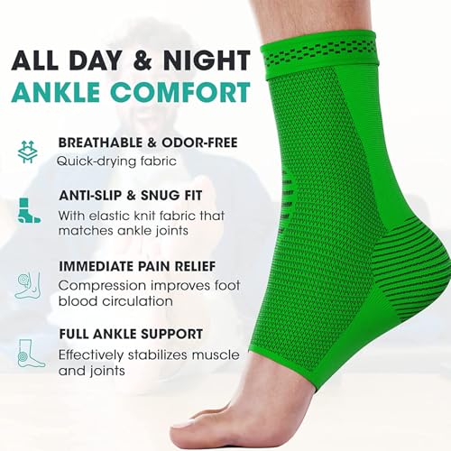 Image of Modvel 2 Pack Knee Brace | Knee Compression Sleeve for Men & Women | Knee Support for Running | Medical Grade Knee Pads for Meniscus Tear, ACL, Arthritis, Joint Pain Relief. (Large, Green)