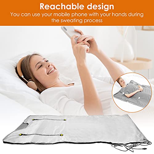 Durasage Persoonlijke draagbare infrarood sauna spa voor gewichtsverlies, detox, ontspanning thuis, 30 minuten timer, met negatief ion, handafstandsbediening, verwarmd voetpad en premium stoel, XLarge, grijs