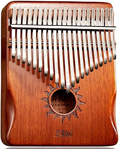 TienClef Kalimba Thumb Piano 21 Keys with Engraved Notes Helios Pattern Handhold Cute Finger Piano Mabogany Solid Wood Portable Musical Instrument with Music Book for Kids Adult Beginner (Coffee)
