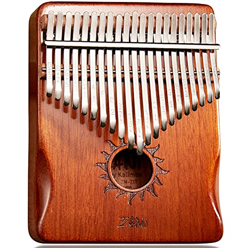 Tienclef Kalimba Thumb Piano 21 Keys With Engraved Notes Helios Pattern Handhold Cute Finger Piano Mabogany Solid Wood Portable Musical Instrument With Music Book For Kids Adult Beginner (Coffee) #TOP2