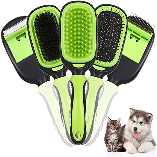 Ownpets 5 in 1 Pet Brush Set, Pet Grooming Shedding Massage Combs for