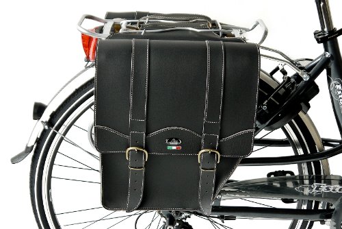 Montegrappa Leather Pannier Bike Bag with 2 Compartments black, 9.33 Liter - Image 3