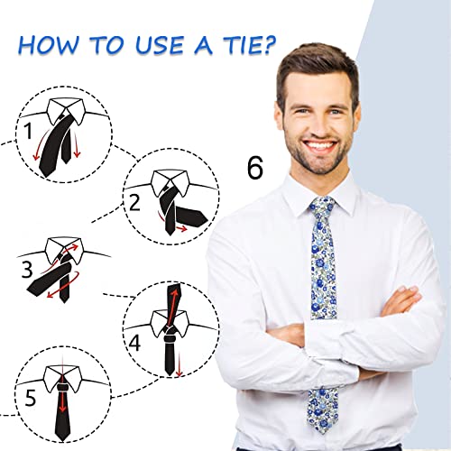 Image of Mantieqingway Men's Cotton Floral Neck Tie 2.56'' Printed Skinny Tie