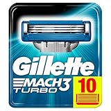 Gillette Mach3 Turbo Lamette di Ricarica per Rasoio da Uomo, Confezione da 10 Lamette di Ricambio