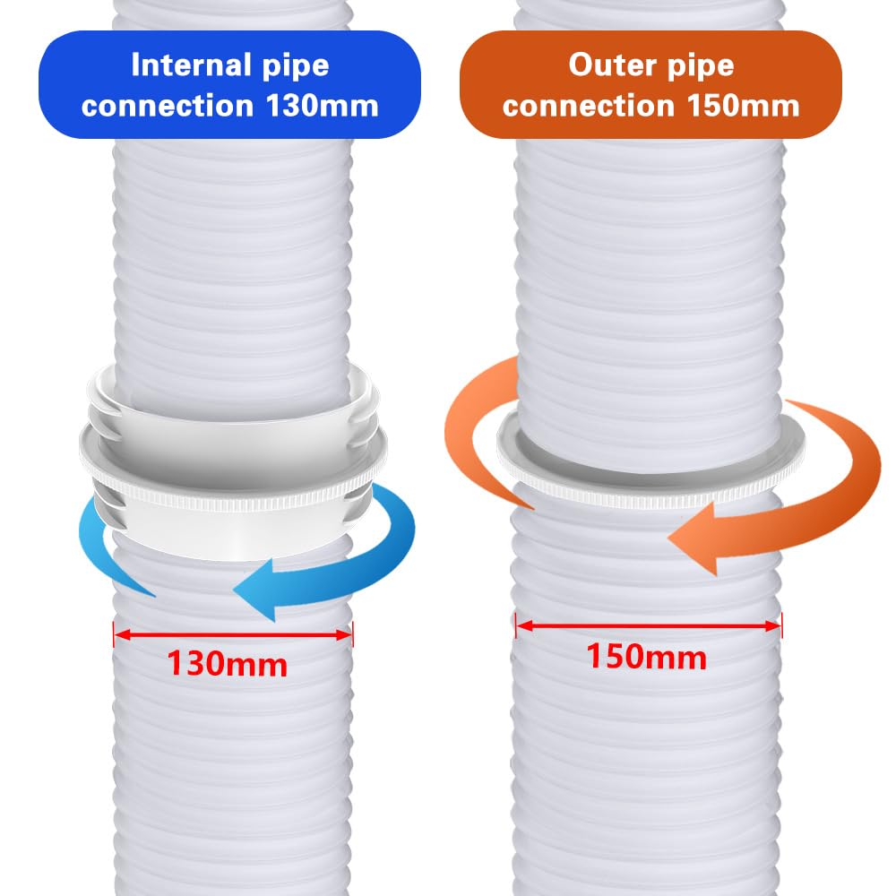 Klimaanlage Schlauch Verlängerung 200cm mit Adapter 130mm innen/150mm außen,Abluftschlauch Klimagerät,Klimaanlage Verlängerungsschlauch,Klima Abluftschlauch,Klimaschlauch für Klimaanlage