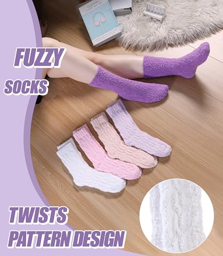 Image of Womens Fuzzy Socks Cozy Fluffy Slipper Soft Winter Warm Home Sleeping Christmas Socks