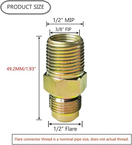 Miniatura 2 de HQMPC Conector de gas Montaje de acero a gas para parrilla Stock, Fire Place U1 12 "FlareX12" MIP (38" FIP) 6 piezas