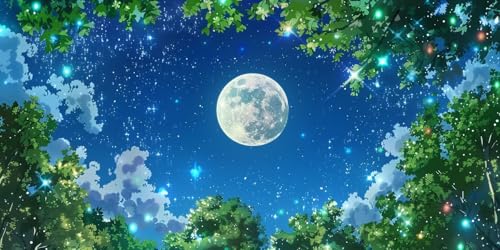 Broderie diamant forêt étoilée 30x60cm pour déco murale