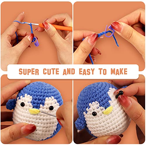 Mgahyi 3 Set Crochet Kit, Diy Crochet Kit For Beginners, Crochet Starter Kit For Adults And Kids,Complete Crochet Set To Make 3 Pcs Animals（Penguin+Dinosaur+Owl） #TOP4