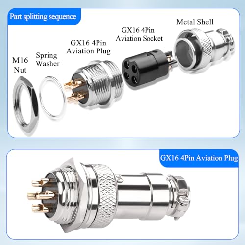 Conector Aviación GX16 4 Pines Oro 2 Piezas miniatura 3