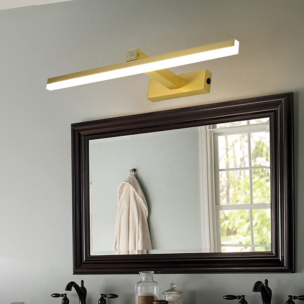 Luz de Espejo de baño con Interruptor y Sensor de Movimiento Luz LED para gabinete Lámpara de Pared de latón Tocador Lámpara de Espejo Luz Neutra 4000K 16W / 73CM (7W / 33CM) Interesante