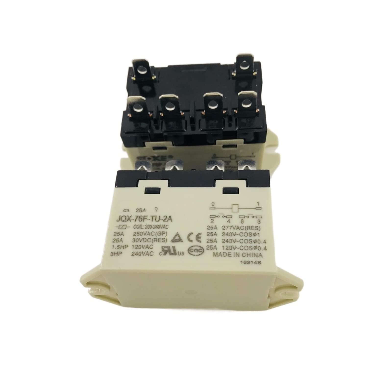1 stücke Original Relais JQX-76F-TU-2A 25A 250VAC JQX-76F-TU-2A 380-400VAC 380V-400V 220V JQX76FTU2A 6PIN Ersatzteile (Size : 220V)