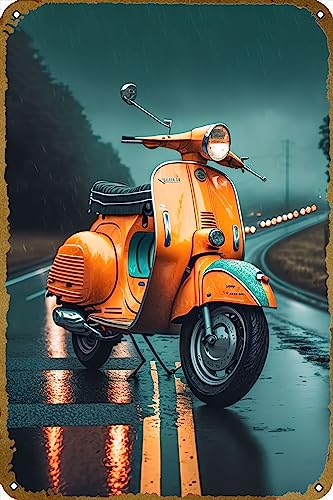 Vespa Poster rétro en étain Décoration murale Panneau en métal 20,3 x 30,5 cm