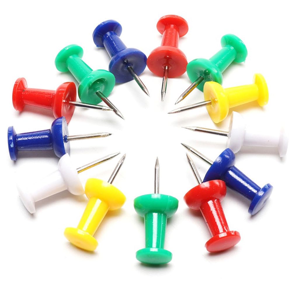 ASPIRE UK Pack of 200 Multicolour Push Pins Sharp Steel Points with Stylish, Easy-Grip Head for Notice Boards, Cork Boards, School, Offices, Homes, Maps & Photos, Pin Your Ideas in Style