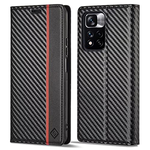 Xiaomi 11T / 11T Pro ケース 手帳型 シャオミ 11T/シャオミ 11T Pro 手帳 ケース 耐衝撃 炭素繊維テクスチャ マグネット開閉式 便利 軽量 薄型 カード収納 スタンド機能 おしゃれ スマホケース 人気 耐衝撃 全面保護 汗や指紋防止 携帯カバー ビジネス 上質 高級な炭素繊維風 縦のライン