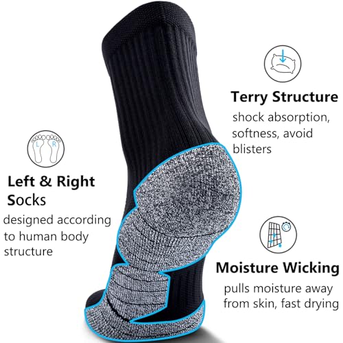 Unisex Cushioned Arch-Support Sport Quarter Socks for Men Women, 3-pairs4