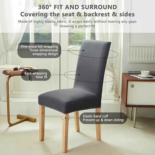 AMFUN Stretch Stuhlhussen für Esszimmerstühle, 6er Set, Stretch Hohe Zurück Stuhlhussen Slipcover, Abnehmbarer Waschbarer Stühle Schutz Dekoration für Restaurant Bankett Hochzeit Party
