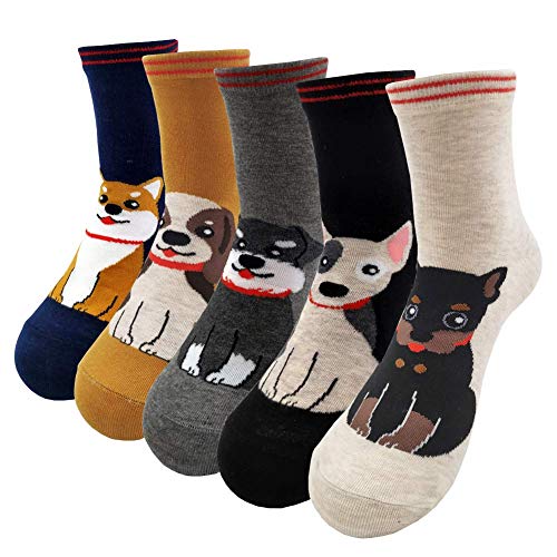 TUKNON Chaussettes Coton Femme Chaussettes Thermiques Mignonnes D'animaux modèle Chaussettes Occasionnels, 5 Paires