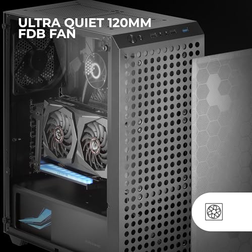 MC-Q3, Case Semi-Tower ATX, Pannello Laterale Completo Vetro Temperato, Doppia Griglia Magnetica Anti-Polvere Anteriore + Superiore, Ventola FDB 120mm, Raffreddamento Liquido 360mm, Nero - Case PC - Immagine 4