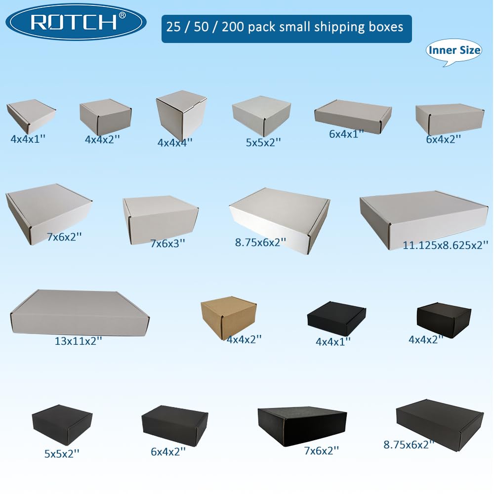 Amazon.com: ROTCH 200 Pack 5x5x2'' Small Shipping Boxes, Cardboard