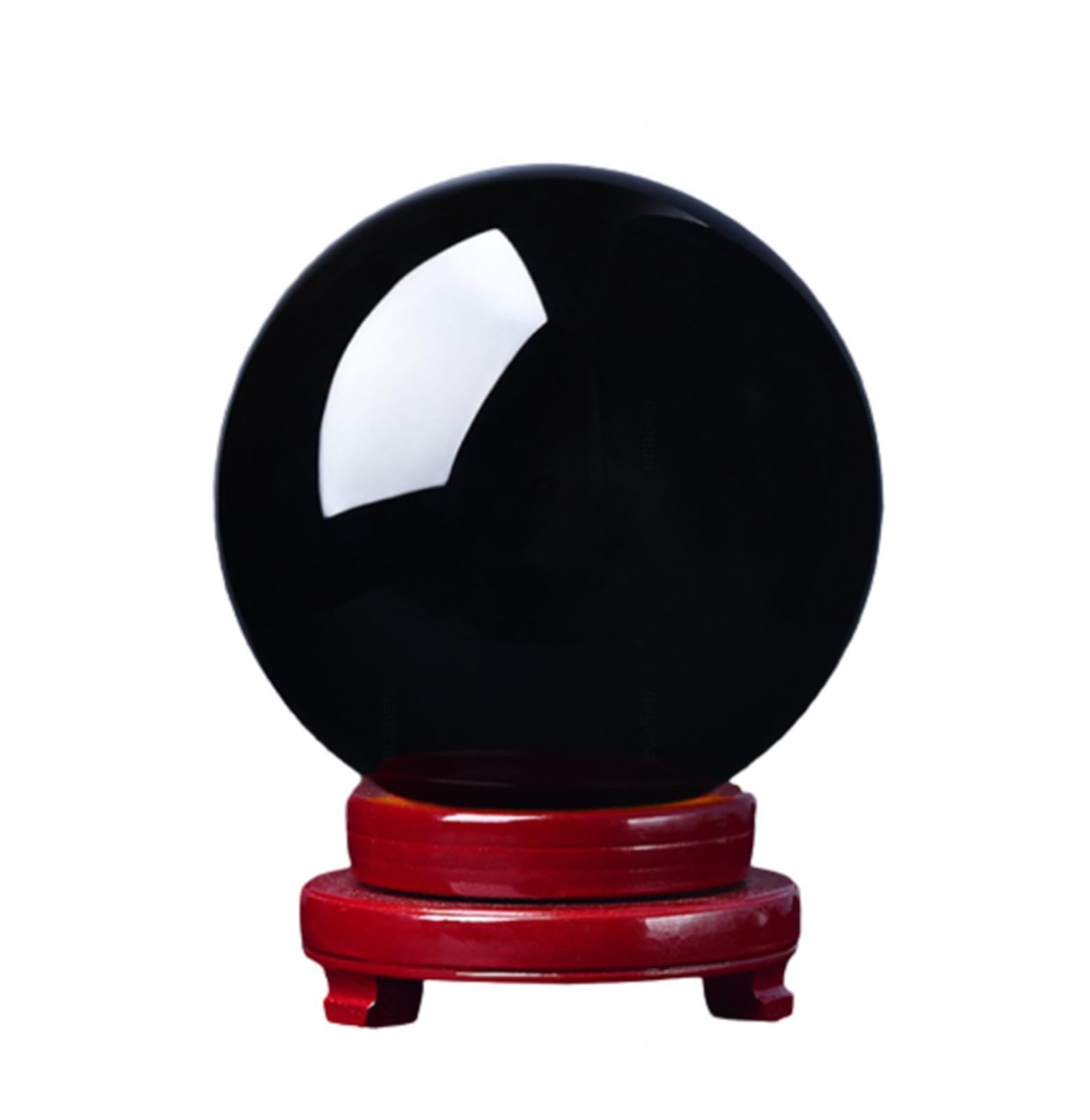 AARTERZZA Crystal Ball Obsidian Sphere with Wood Stand, for Fengshui, Scrying, Divination, Home Decoration Display,120mm