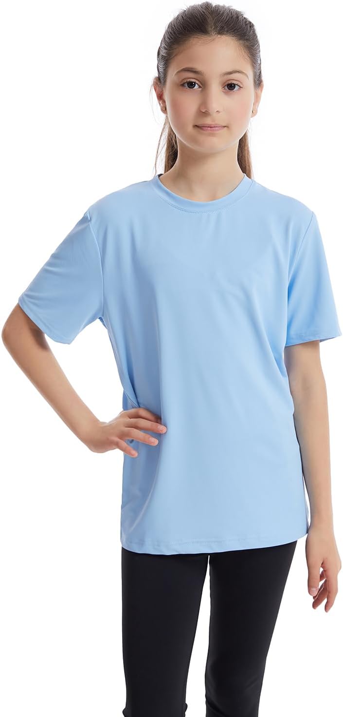 5 Packs Girls Athletic Shirts Short Sleeve Active T-Shirts Dry Fit, Sports Workout Shirts for Kids Teens - Image 3