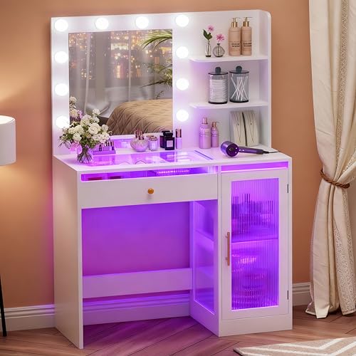 Keehusux RGB Glass Top Vanity
