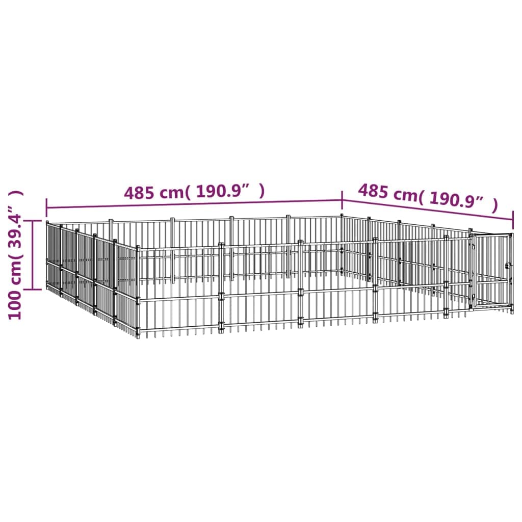 Hodowla dla psa ze stali 23,52 m², klatka All-in-One ze stalowymi ściankami z prętów, zamykane drzwi bezpieczeństwa, wytrzymałe wybiegi do zabawy i treningu