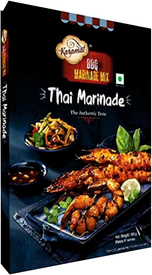 Karamat Thai Marinade Mix Pack of 1 (100 gm, Veg, Mix, Upto 4* Servings), Ready to Cook, Spice Mix, Just Mix & Cook, No Artificial Colour & Preservatives, Real Thai, Mint Chutney