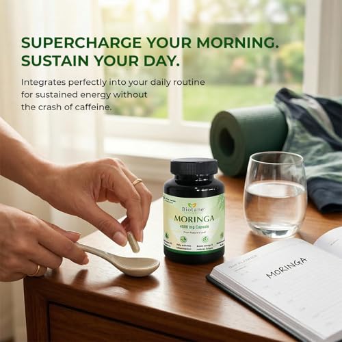 Image of Biotane Moringa 4000mg Capsules | Only 1 Capsule a Day | Natural Multi-Vitamin Supplement | Manufactured in technical collaboration with Vitane Pharma, USA I Pack of 60 Veg Capsules