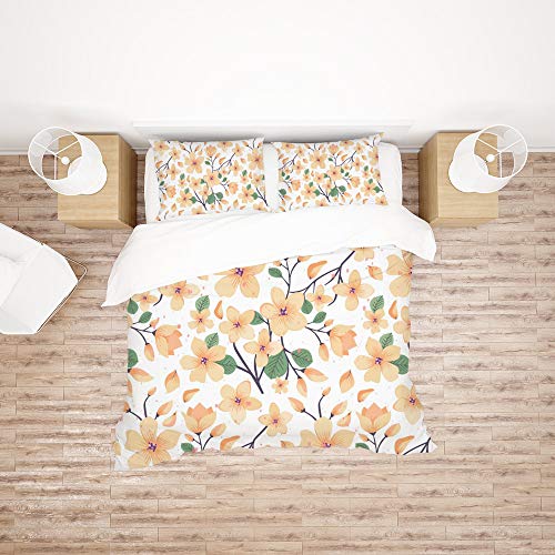 Housse de couette Elegance Floral Orange parure de lit double chic effet hotel - 3