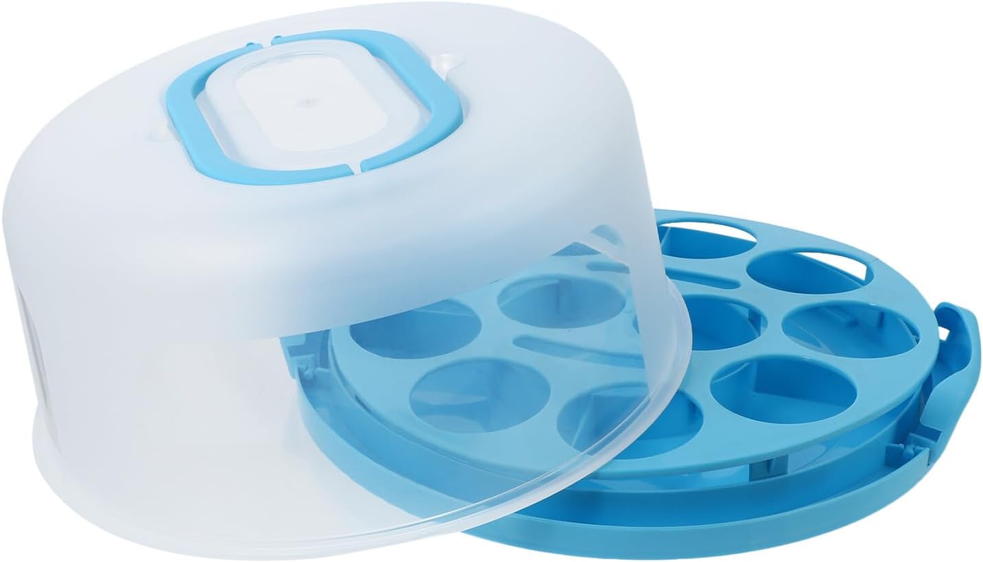 Beaupretty Portable 10-inch Thickened Blue Pp Cake Box with Handle and Insert Cake Carrier Container for Bakery and Dessert Storage Leak-resistant Packing Box for Transport