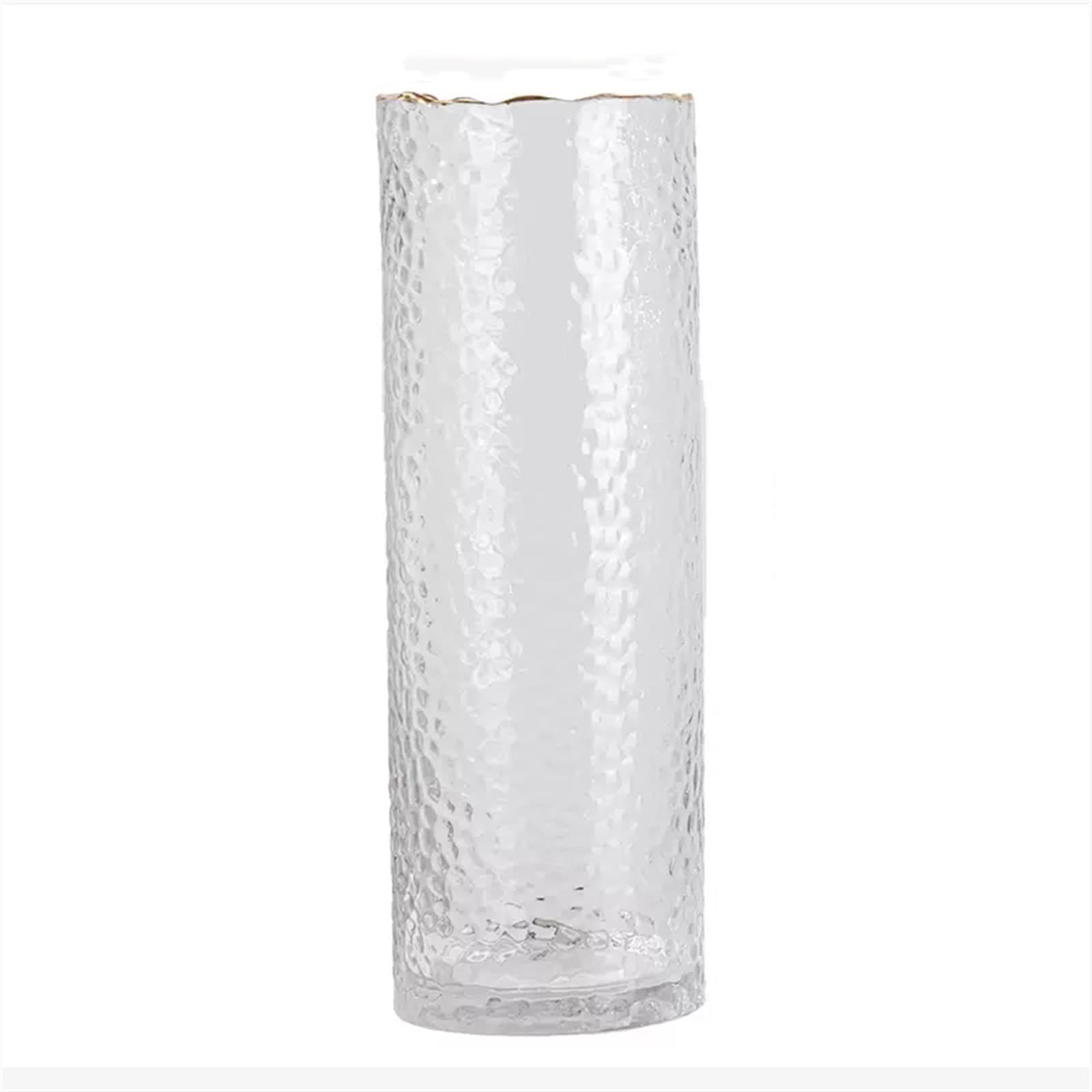 asdchZen Vases Glass Vase Corrugated Mouth Transparent Phnom Penh Aquatic Flowers Dry Flower Arrangement Pendant Hammer Pattern Straight Tube Glass Vase Flowers Vases,One Color-3