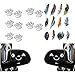 JUNGEN Autocollant Sticker Ensemble de 3 Set Blanc Visage Craquant Souriant Sticker Visage 3D Autocollant Pour Auto Voiture Côté Miroir L + R Rétroviseur Plumes Colorées 5 Paires 3D Argent Chrome Chien Paw Empreinte