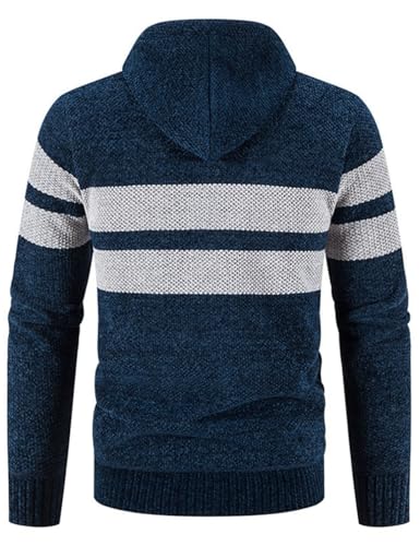 Image of Kinkia Men's Zip Up Hoodies Casual Long Sleeve Full Zipper Sherpa Fleece Lined Knit Cardigan Sweater Jacket with Pockets