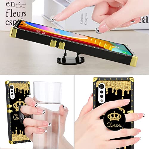 Lsl Compatible With Lg Velvet 5G Square Phone Case, Queen Golden Crown Luxury Tpu Plating Corner Shockproof Protection Cover For Women Girls, For Lg Velvet 5G #TOP4
