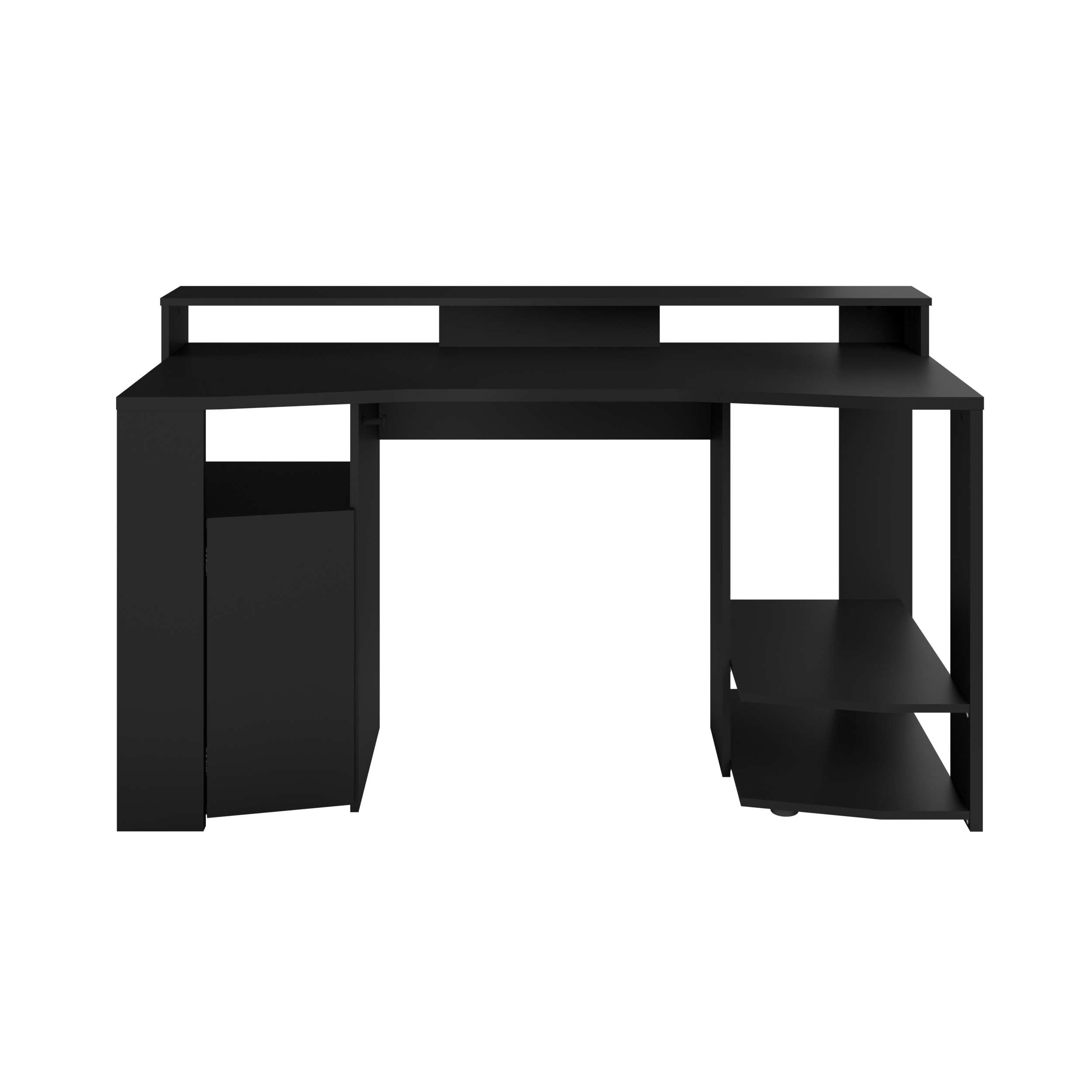 Miroytengo Table gaming couleur noire avec LED incluse Setup Gamer Bureau ordinateur style moderne Meuble 87 x 152 x 62 cm