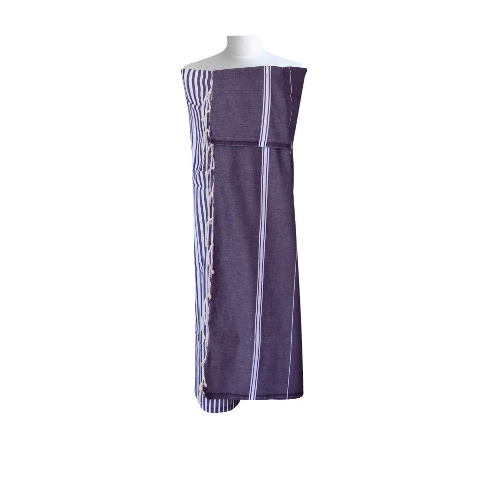Les POULETTES Bijoux - Grand Fouta Drap Plage et Hammam Coton Couleur Prune Lignes et Rayures Blanches 150 x 250cm
