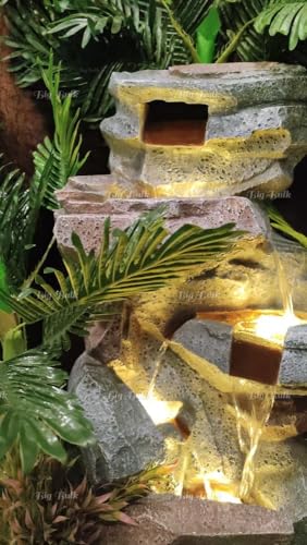 Image of 5 Steps 5 Layer Stone Look Fiber Fountain for Home Decor /Living Room /Hall /Office /Garden /Puja Room Indoor Outdoor Fountain (55L x 41W x 101H)