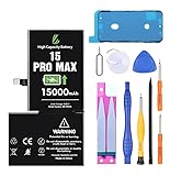 LL TRADER Battery for iPhone 15 Pro Max, 15000mAh High Capacity Replacement Battery for iPhone 15 Pro Max with Full Set Repair Tool Kit