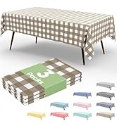 misaya 3 Packs Buffalo Disposable Table Cloth, 54 x 108 Inch Waterproof Plastic Tablecloth, Recta...