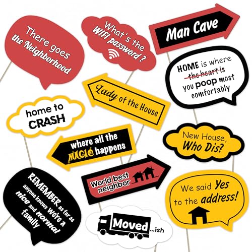 Housewarming Party Photo Booth Props Set &ndash; Fun New Home Decorations for...