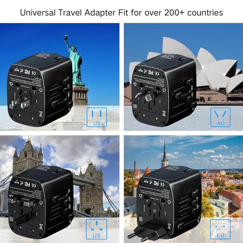 International Travel Adapter Voltage Converter Steps Down 220V to 110V for Cell Phones, Laptops, and Curling Irons, US to UK, Europe, Australia, and More Than 200 Countries4