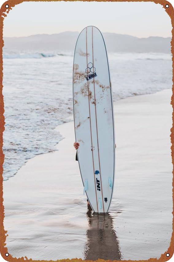 Surfboard showpiece Sports posters Retro Metal tin Sign Halloween Tin Sign,Cave,Bar,Club, Home Wall Art Metal Tin Sign 8x12 inches