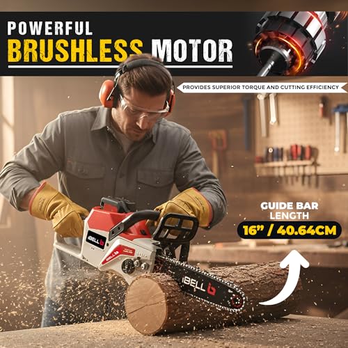 Image of IBELL IBL BS40-16 Cordless Brushless Chainsaw 40V | 2000W | 28000RPM | 16 inch Guide Bar | Automatic Lubrication | 45 minutes runtime at no-load speed | Low Kickback Design - 6 months warranty