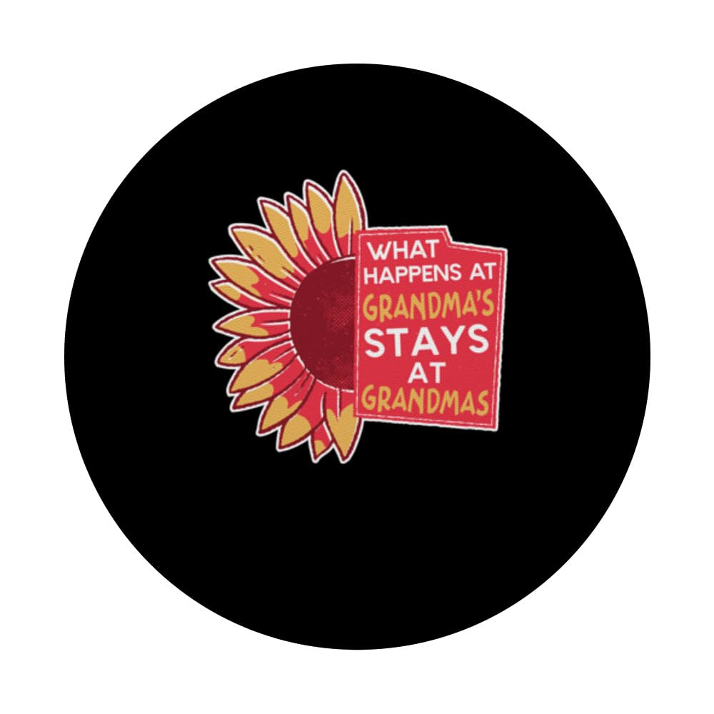 What Happens At Grandma's Stays At Grandma's PopSockets Swappable PopGrip, Black - Image 3