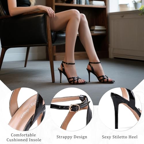Strappy Gold Heeled Sandals With Ankle Strap Sexy Stiletto Heel Sandal For Women Stylish High Heels Womens Elegant Dress Shoes For Party Dancing Prom Wedding3