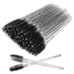 Eyelash Mascara Brushes Eyelash Brush Disposable Wands Applicator Makeup Kits (50PCS-Black)
